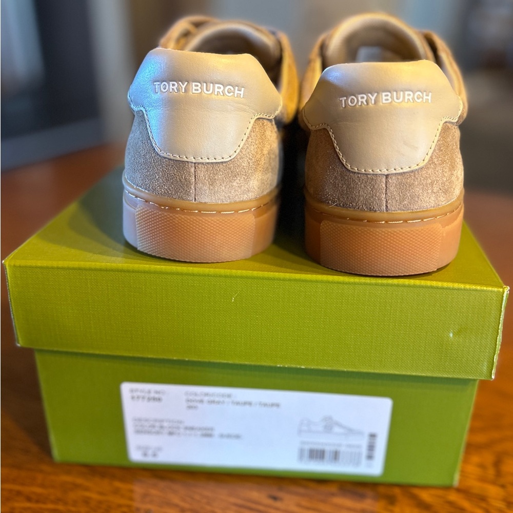 Tory Burch Women’s Taupe Suede Sneakers - Picture 3 of 8